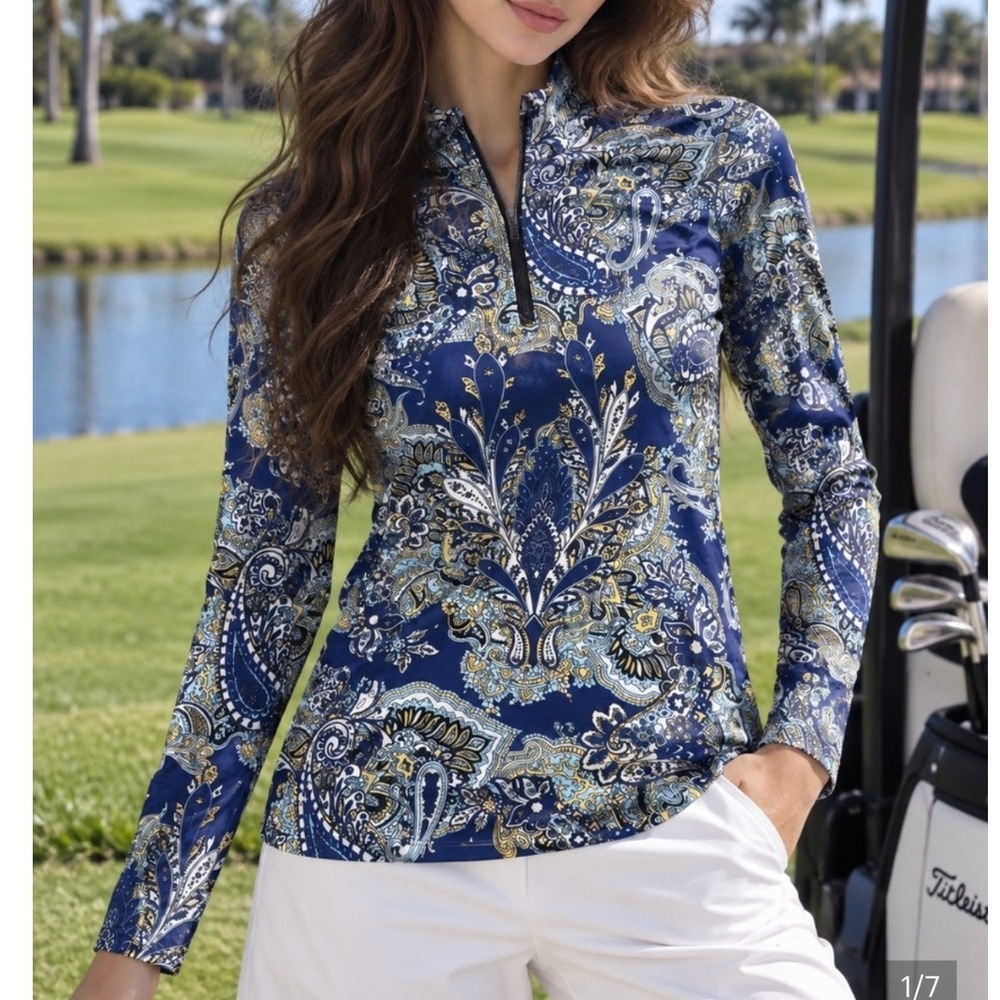 ACEGOLFS Women's Dark Blue Pretty Feminine Pullover UPF50+ - Size XL